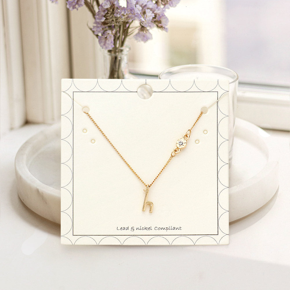 Madeline Love Gold H - Small Letter Initial Monogram Pendant Necklace with Crystal - Jewelry