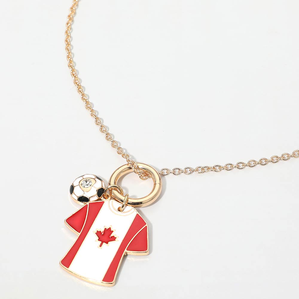 Madeline Love Red, White Canada Soccer Ball Jersey Charm Toggle Pendant Necklace - Sports & Events