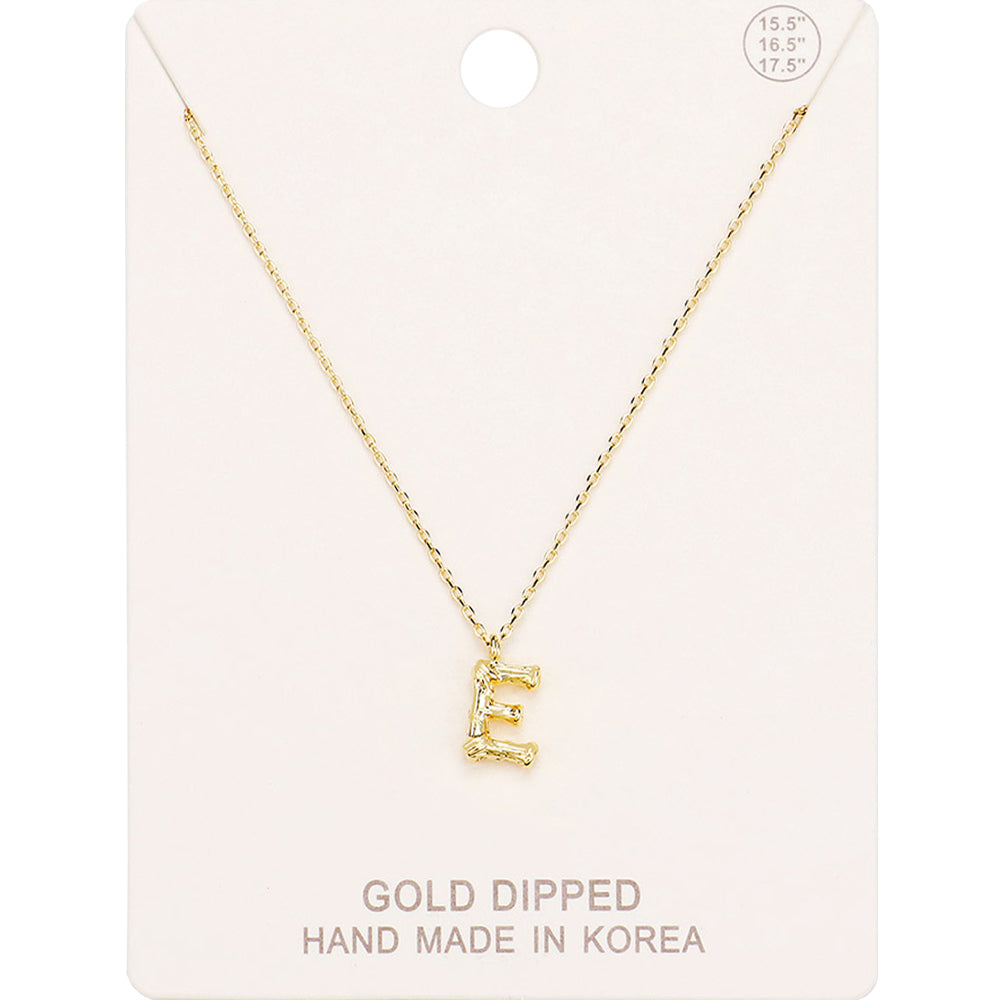 Madeline Love Gold -E- Gold Dipped Initial Monogram Metal Pendant Necklace - Necklaces