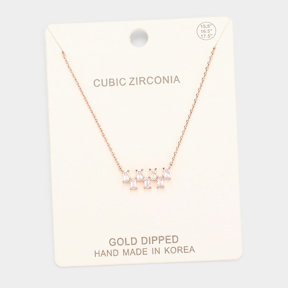 Madeline Love Clear, Rose Gold Gold Dipped Cubic Zirconia Stone Pendant Necklace - Jewelry