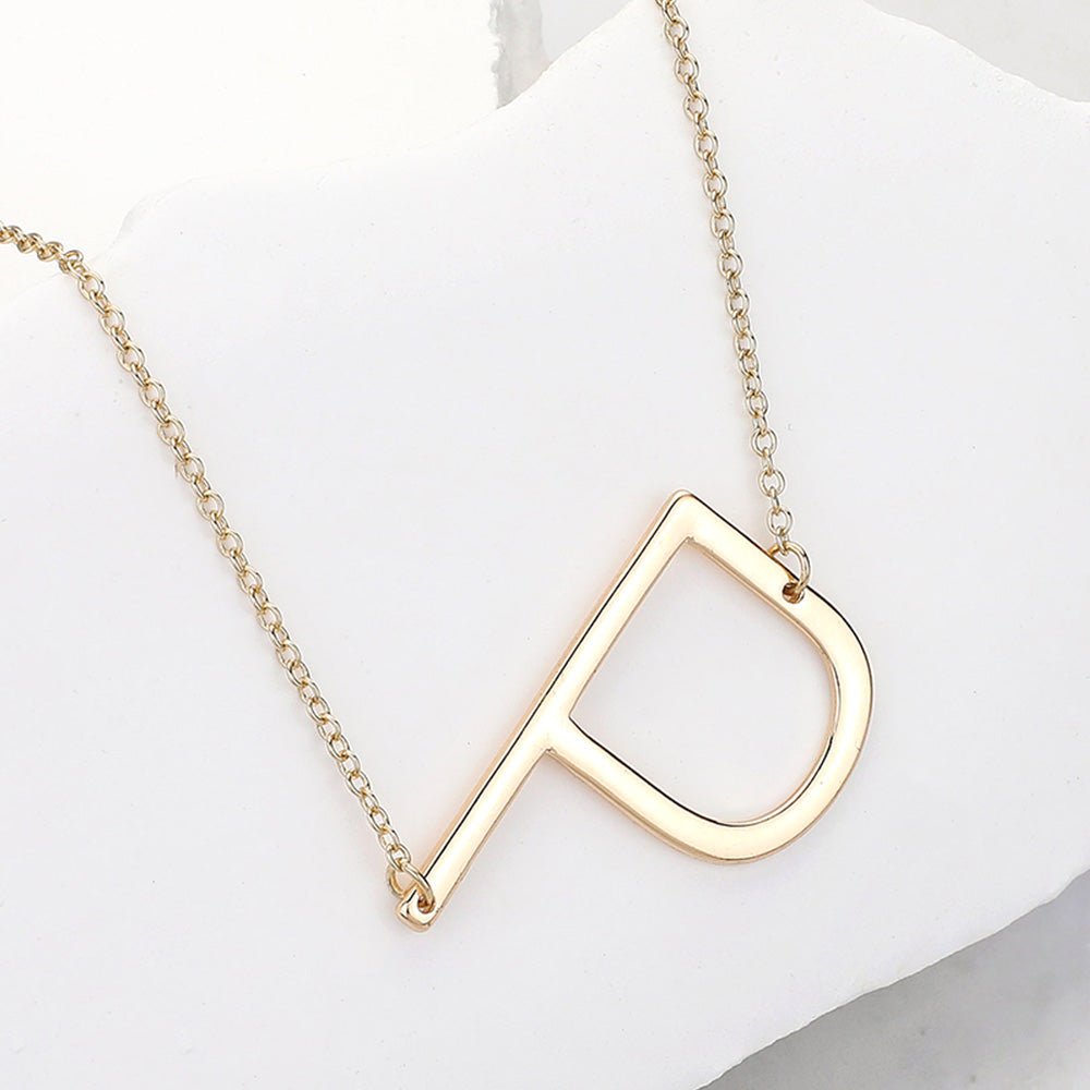 Madeline Love Gold, ~P~ -P- Metal Initial Monogram Pendant Necklace - Necklaces