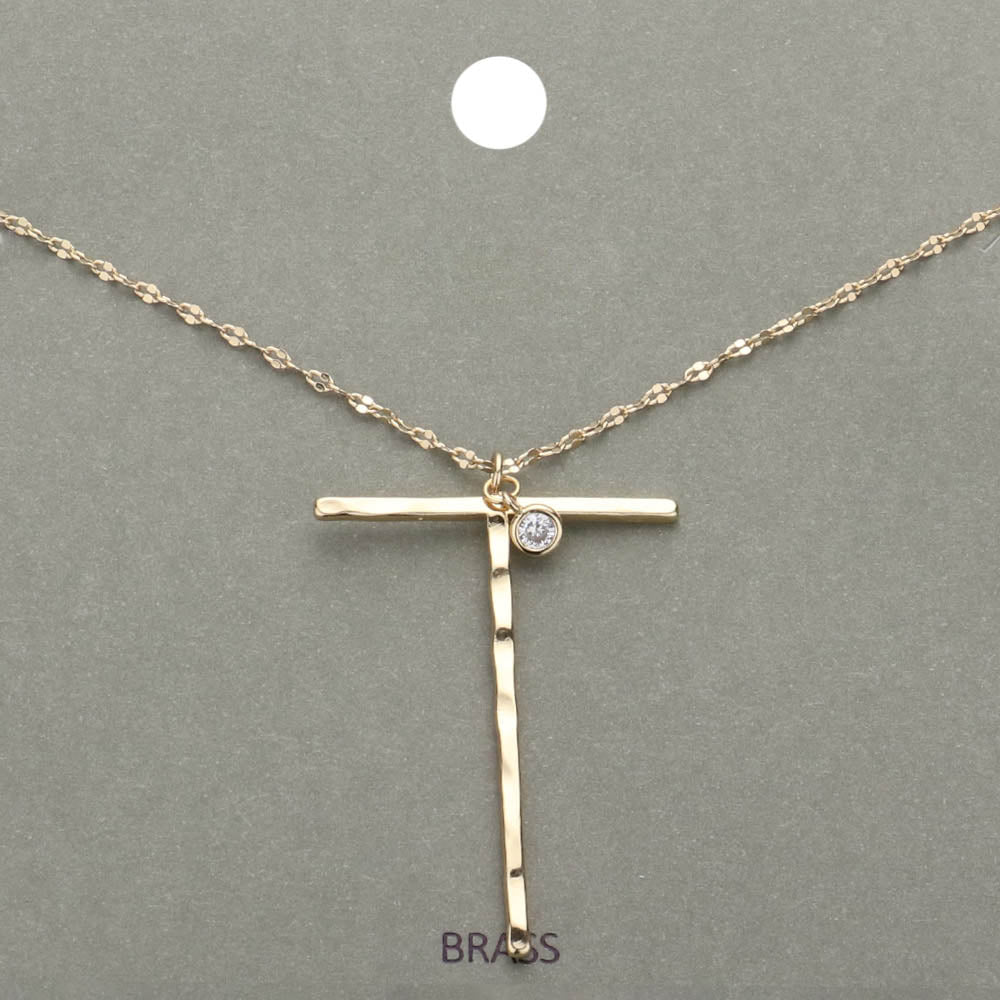 Madeline Love ~T~, Gold -T- Initial Monogram Brass Metal Pendant Necklace - Necklaces