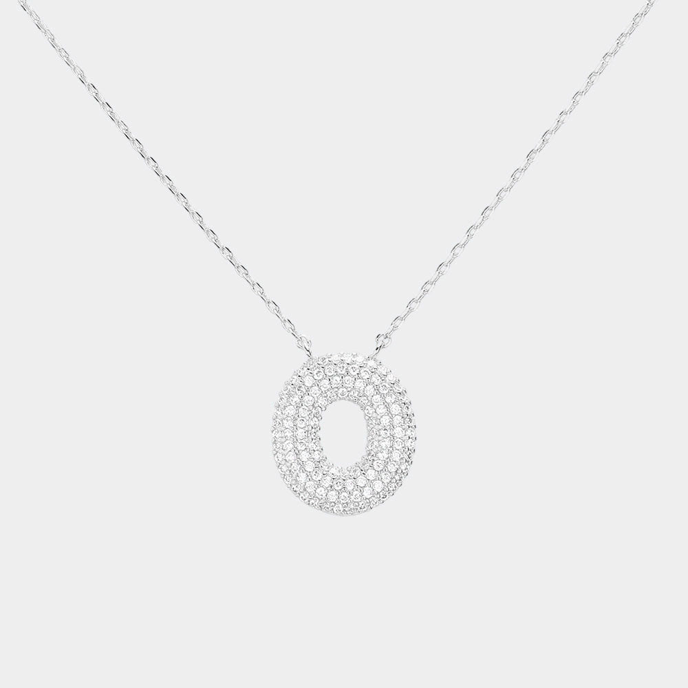 Madeline Love Clear, Rhodium -O- White Gold Dipped CZ Initial Monogram Pendant Necklace - Jewelry
