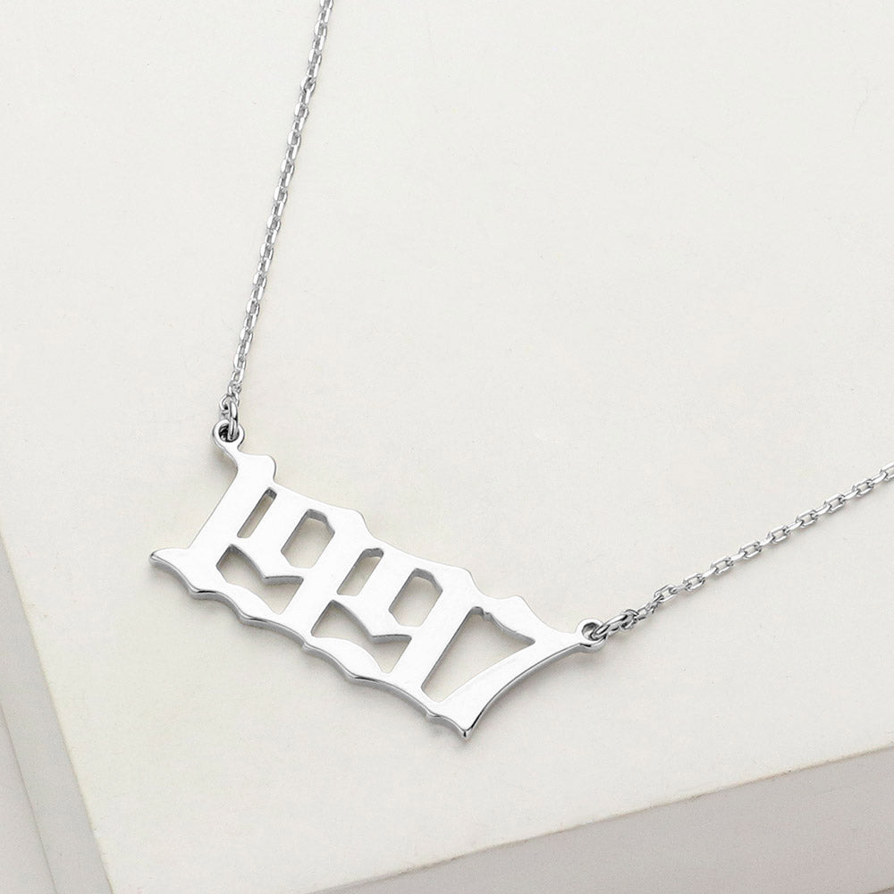 Madeline Love Rhodium White Gold Dipped 1997 Birth Year Plate Pendant Necklace - Necklaces