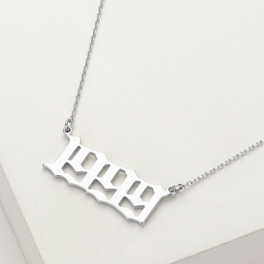 Madeline Love Rhodium White Gold Dipped 1999 Birth Year Plate Pendant Necklace - Necklaces