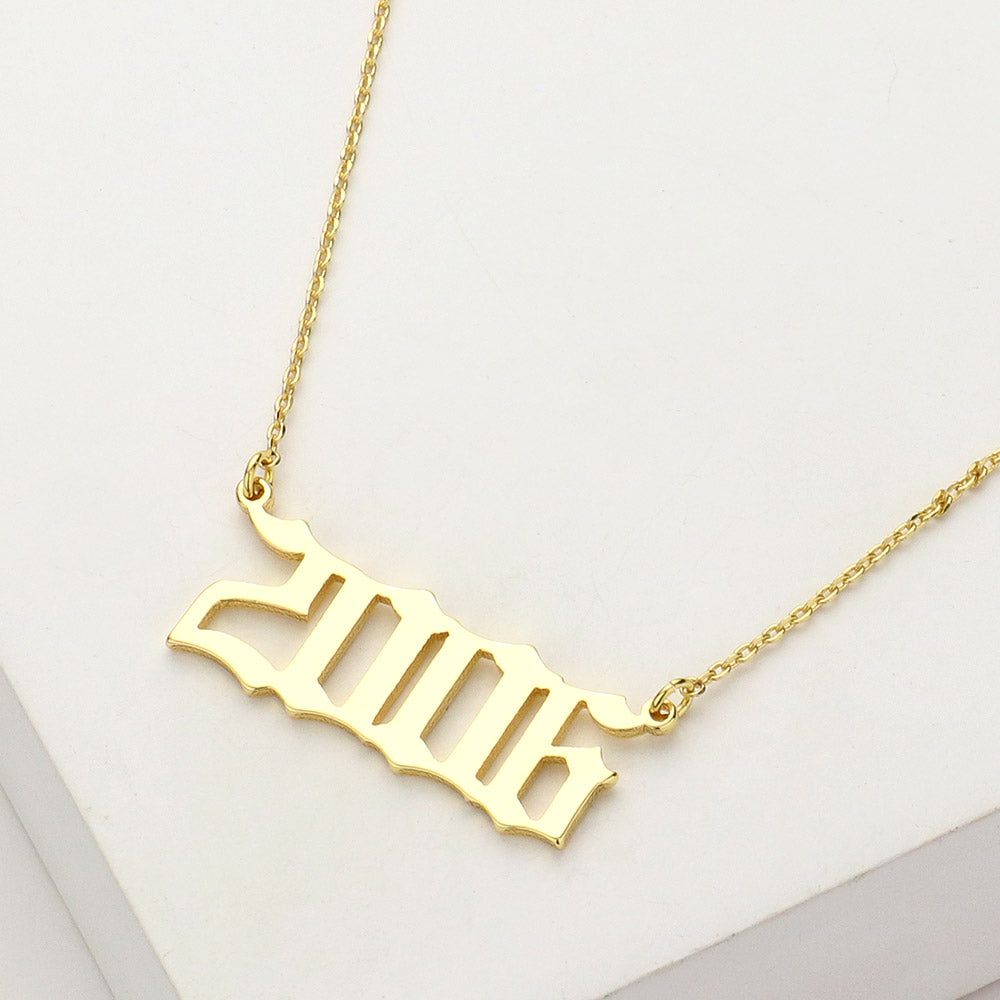 Madeline Love Gold Gold Dipped 2006 Birth Year Plate Pendant Necklace - Necklaces