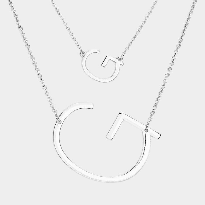 Madeline Love Silver -G- Initial Monogram 2Row Strand Double Detachable Chain Necklace - Necklaces