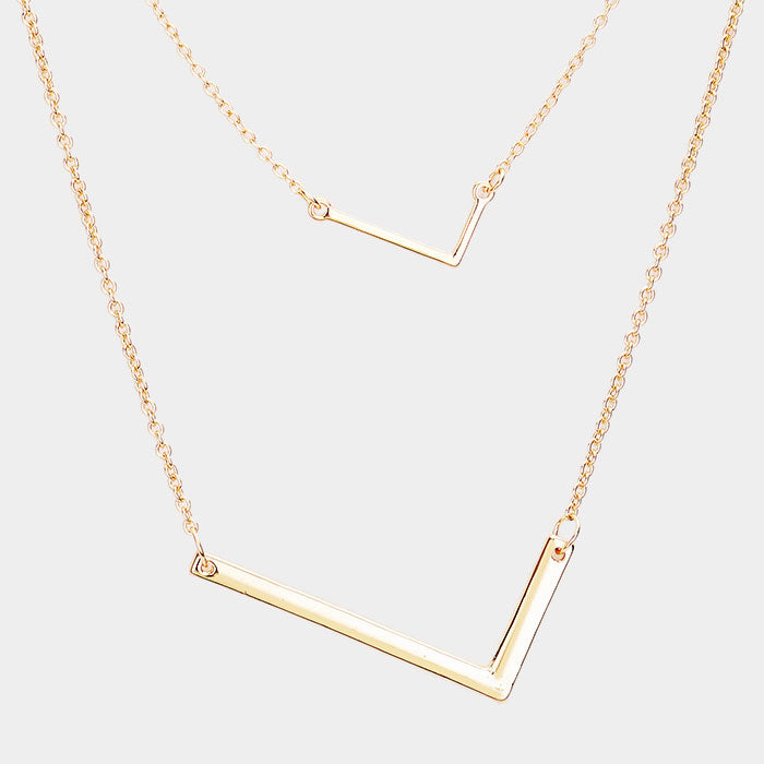Madeline Love Gold -L- Initial Monogram 2Row Strand Double Detachable Chain Necklace - Necklaces