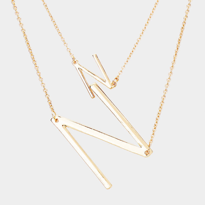 Madeline Love Gold -N- Initial Monogram 2Row Strand Double Detachable Chain Necklace - Necklaces