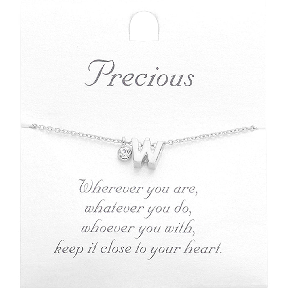Madeline Love Matte Silver -W- Monogram Monogram Initial Pendant Necklace - Necklaces
