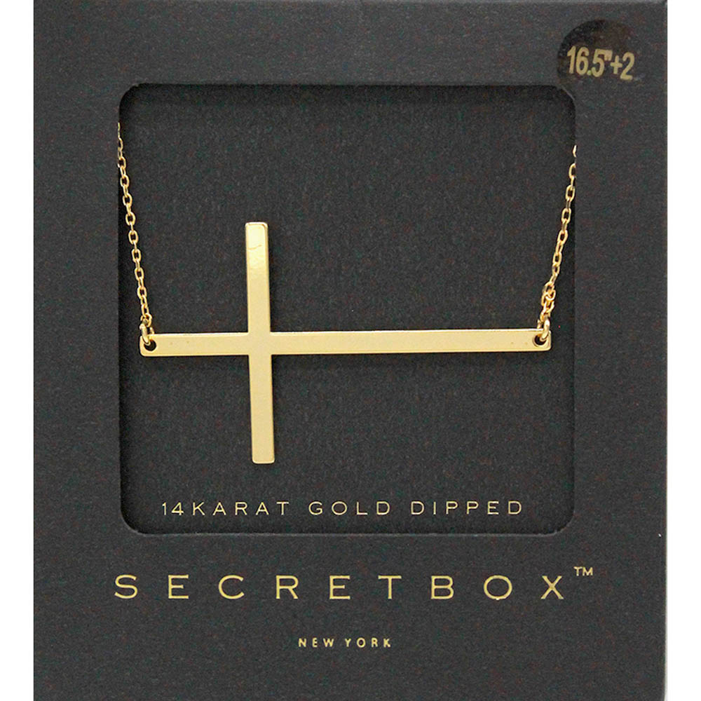 Madeline Love Gold SECRET BOX_14K Gold Dipped Metal Cross Pendant Necklace - Necklaces
