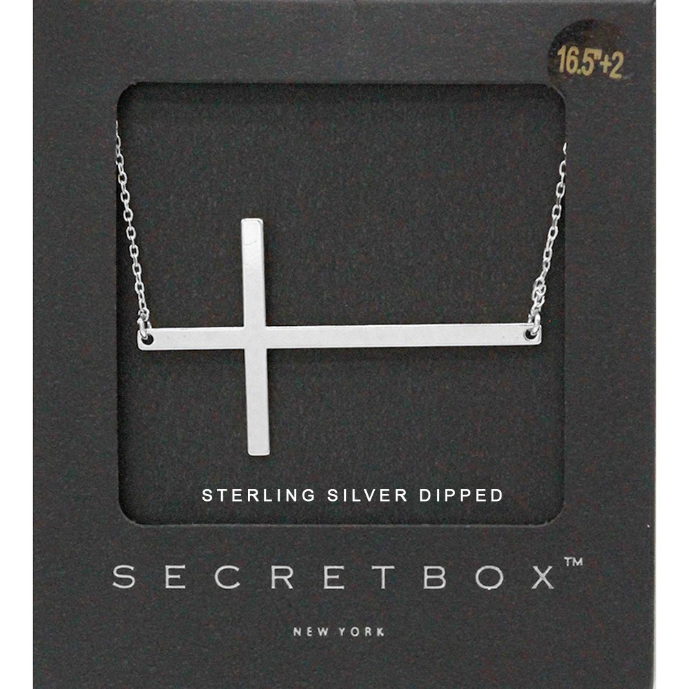Madeline Love Silver SECRET BOX_Sterling Silver Dipped Metal Cross Pendant Necklace - Necklaces