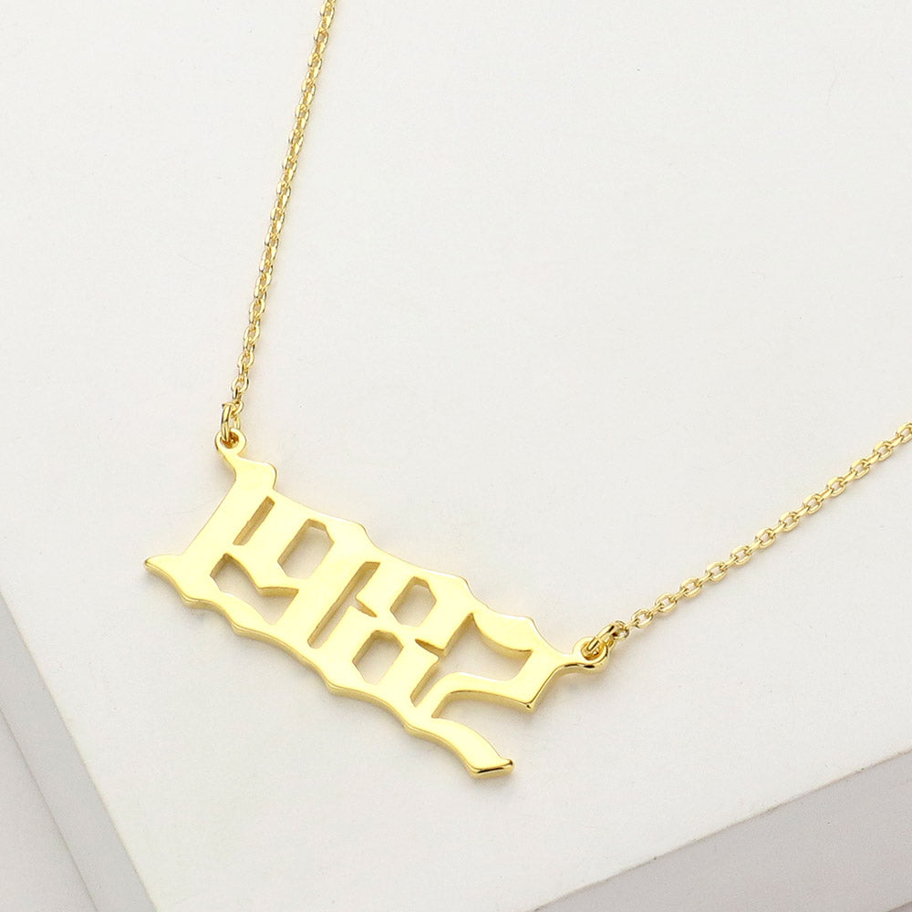 Madeline Love Gold Gold Dipped 1982 Birth Year Plate Pendant Necklace - Necklaces
