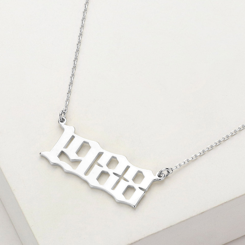 Madeline Love Rhodium White Gold Dipped 1988 Birth Year Plate Pendant Necklace - Necklaces