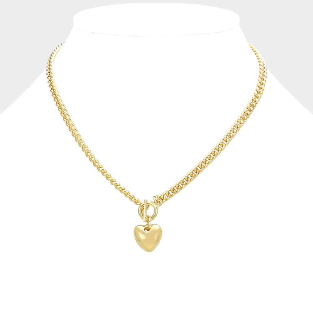 Madeline Love Gold Heart pendant toggle necklace - Jewelry