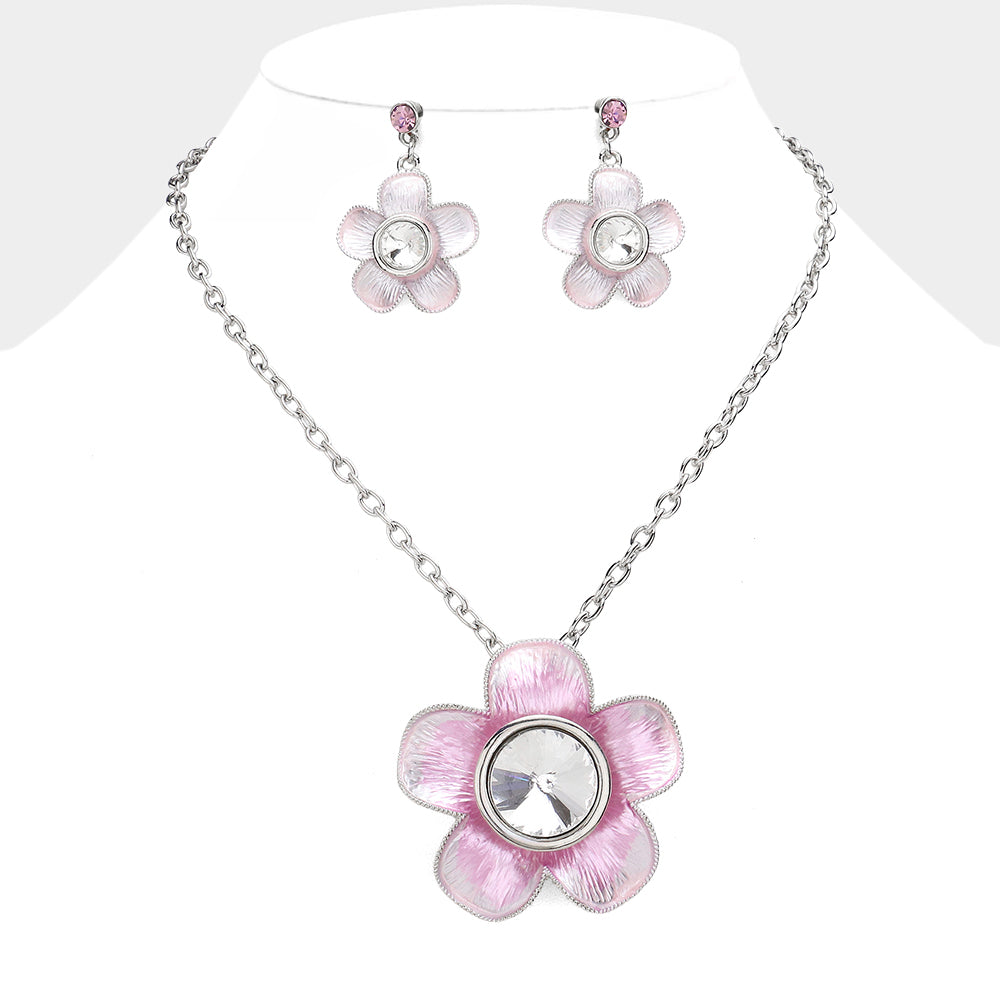 Madeline Love Purple Glass Stone Pointed Colored Metal Flower Pendant Necklace - Necklaces