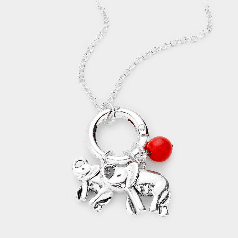 Madeline Love Antique Silver Metal Elephant Bead Ball Pendant Necklace - Necklaces