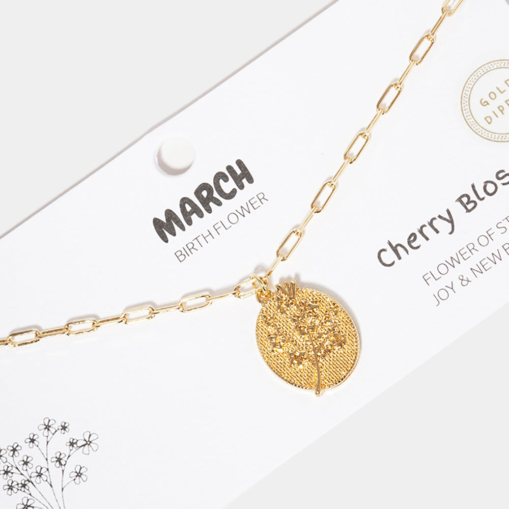 Madeline Love Gold MARCH Gold Dipped Birth Flower Pendant Necklace - Necklaces