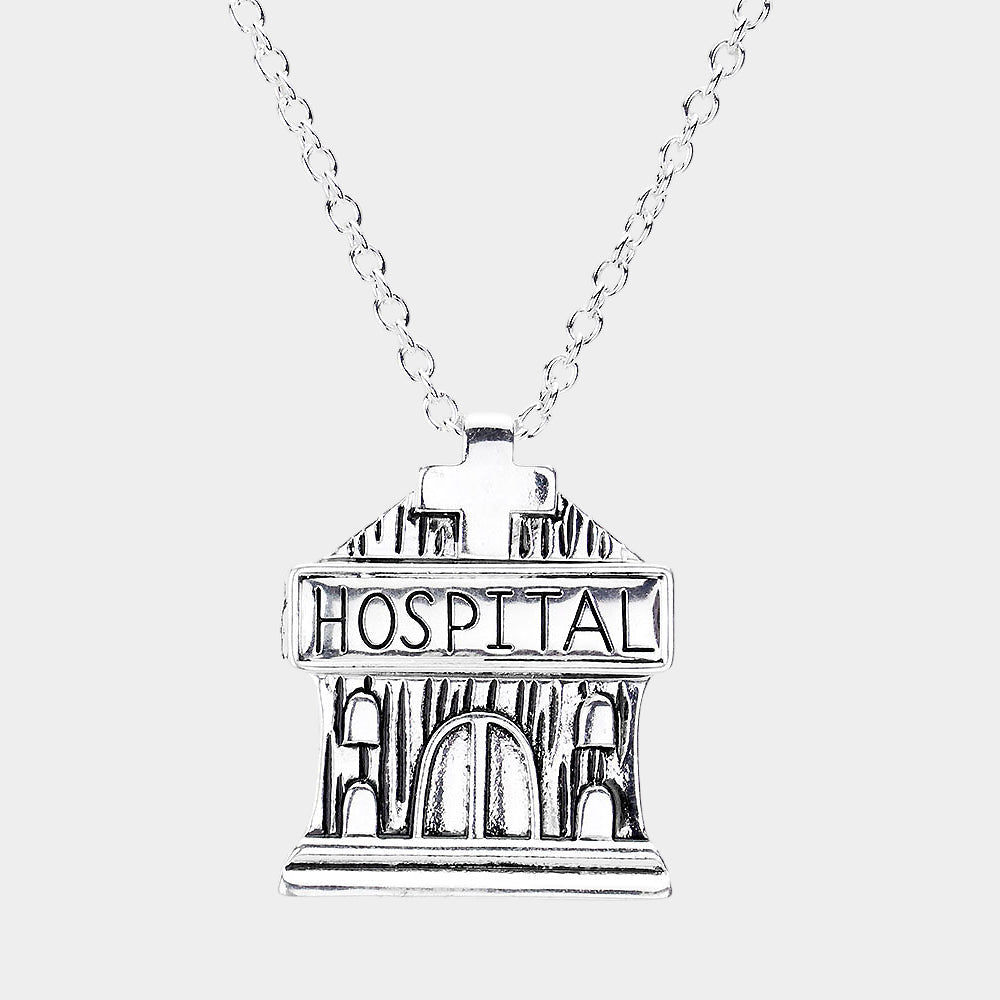 Madeline Love Antique Silver Antique Metal Hospital Pendant Necklace - Necklaces