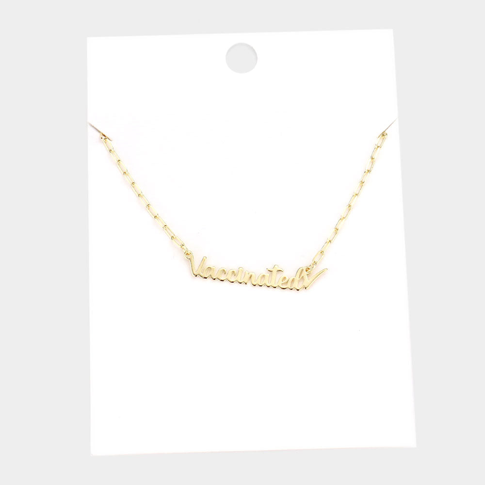 Madeline Love Gold Vaccinated Brass Metal Message Pendant Necklace - Necklaces