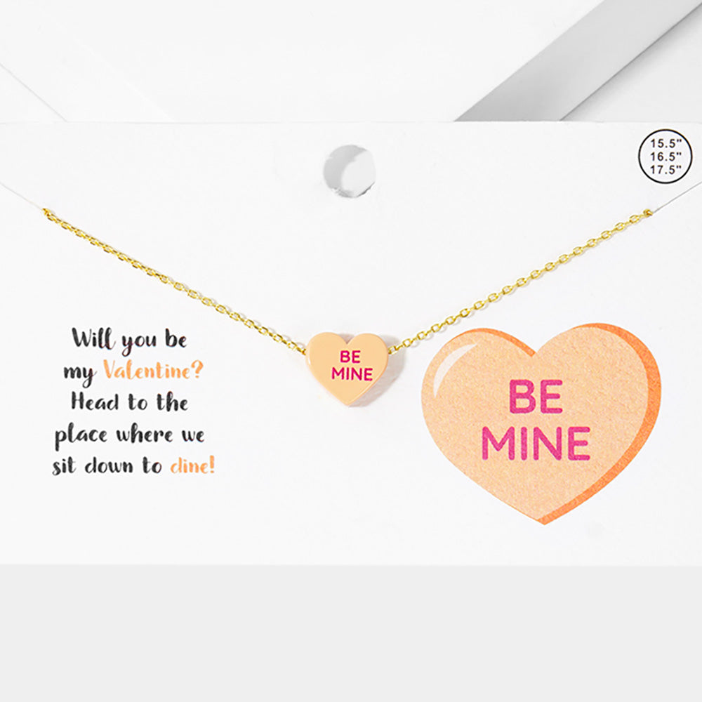 Madeline Love Peach Be Mine Message Heart Pendant Necklace - Necklaces