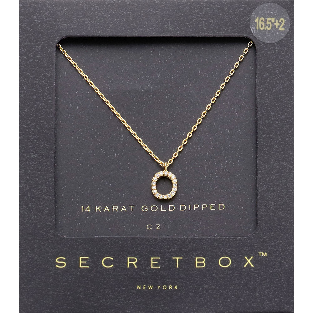 Madeline Love ~O~, Gold -O- Secret Box _ 14K Gold Dipped CZ Initial Monogram Pendant Necklace - Jewelry