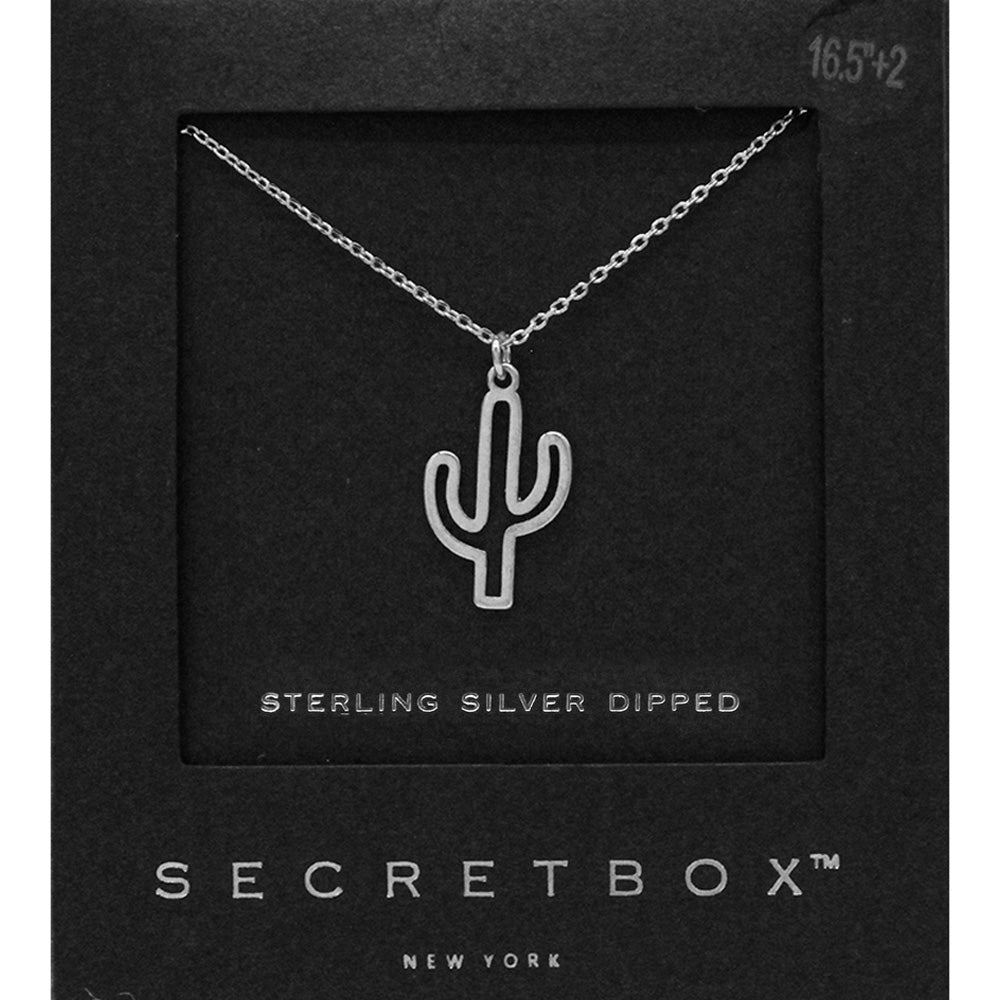 Madeline Love Silver SECRET BOX_Sterling Silver Dipped Cactus Pendant Necklace - Necklaces