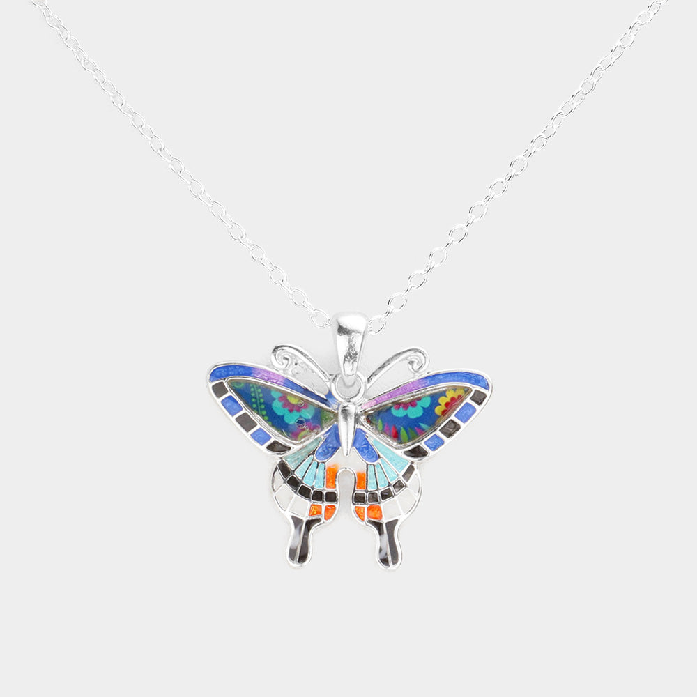 Madeline Love Multi Patterned Butterfly Pendant Necklace - Necklaces