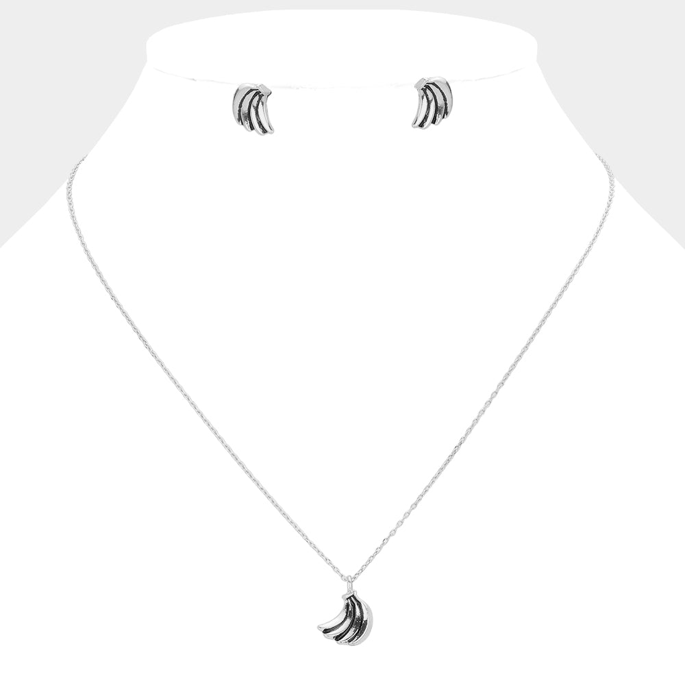 Madeline Love Rhodium Vintage Banana Metal Pendant Necklace - Necklaces