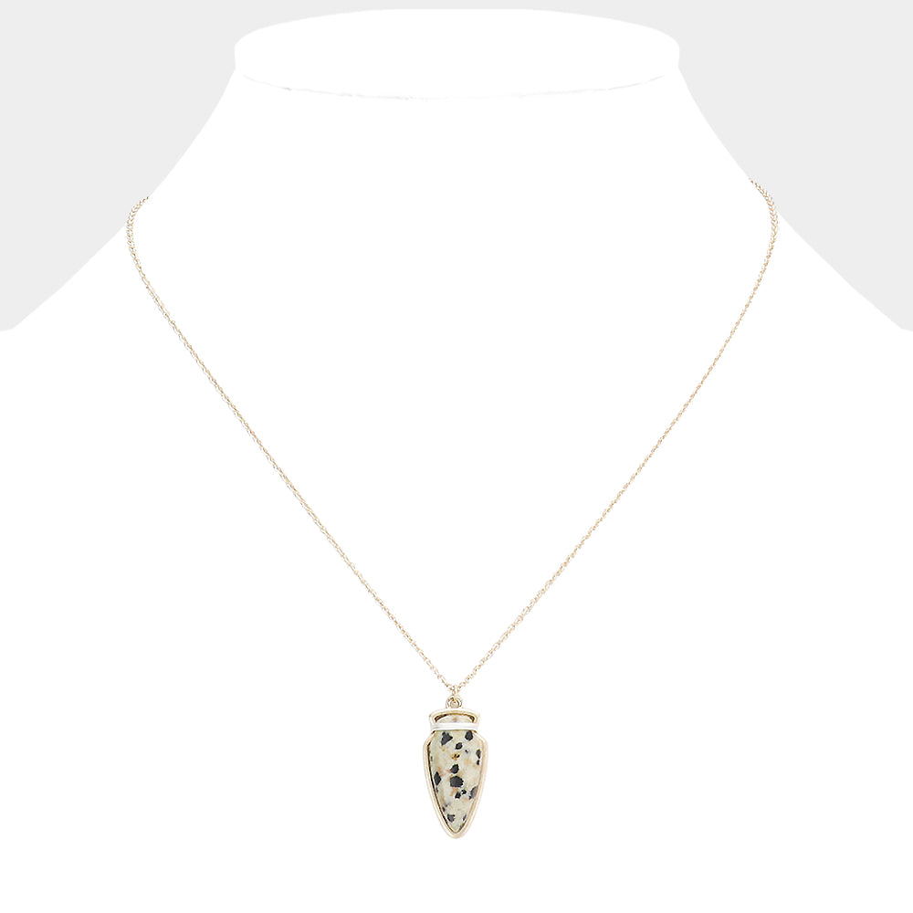 Madeline Love Black, Neutral Semi Precious Stone Arrow Pendant Necklace - Necklaces