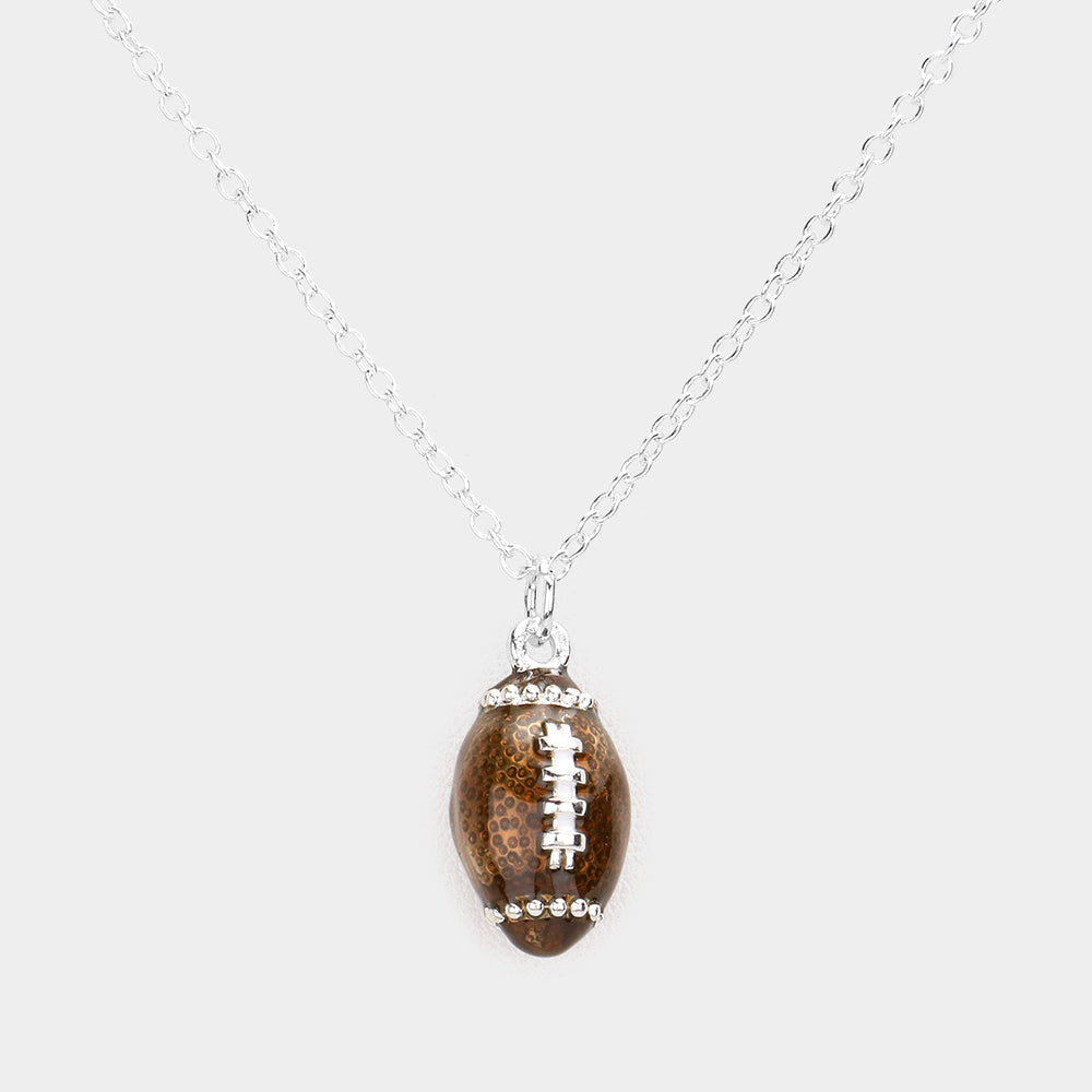 Madeline Love Brown 3D Football Pendant Necklace - Necklaces