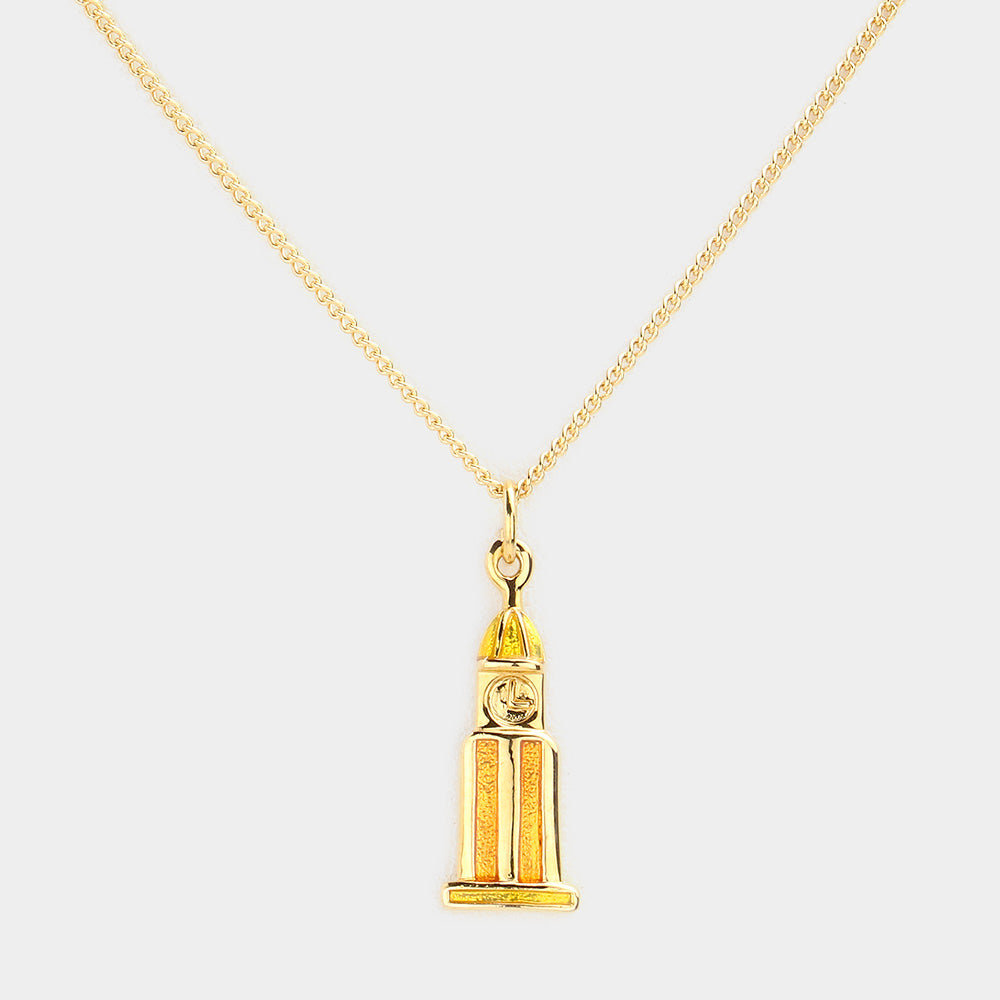Madeline Love Gold Golden clock tower pendant necklace - Necklaces
