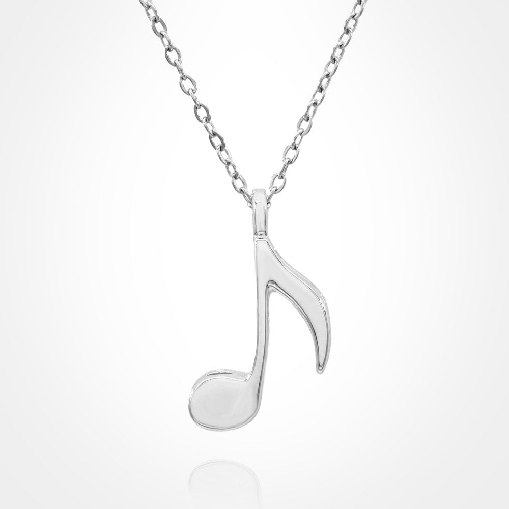 Madeline Love Silver Stainless Steel Musical Note Pendant Necklace - Jewelry