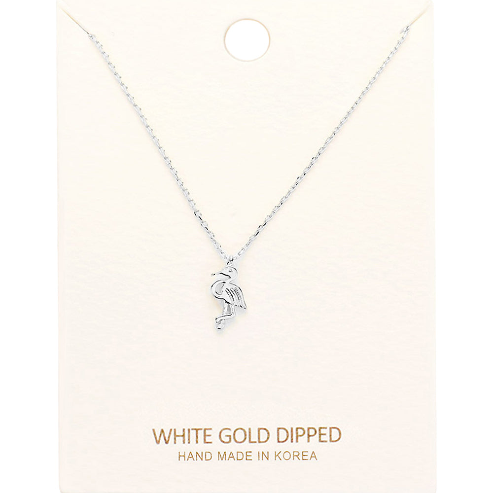 Madeline Love Rhodium White Gold Dipped Flamingo Pendant Necklace - Necklaces