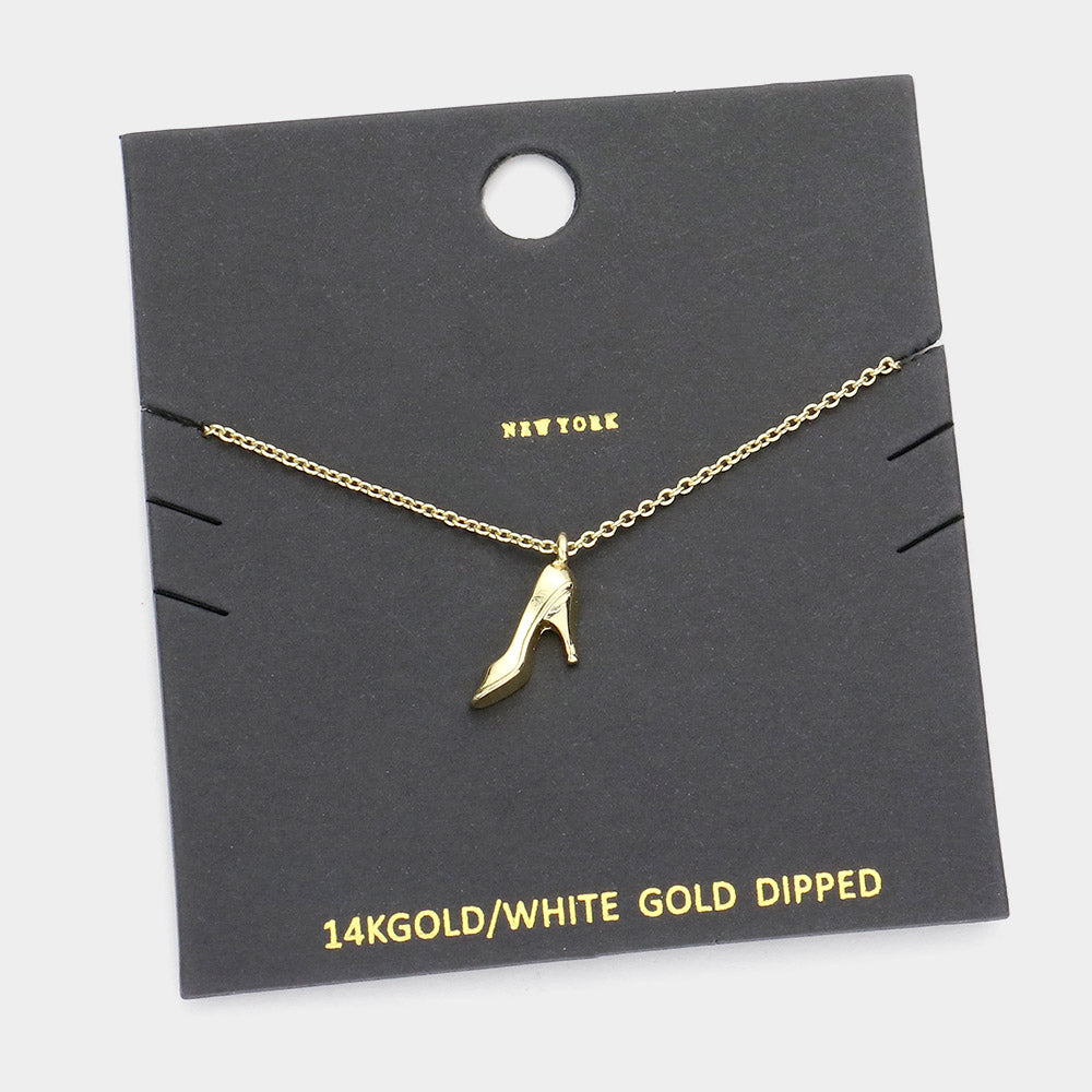Madeline Love Gold Gold Dipped Metal Stiletto Heel Pendant Necklace - Necklaces