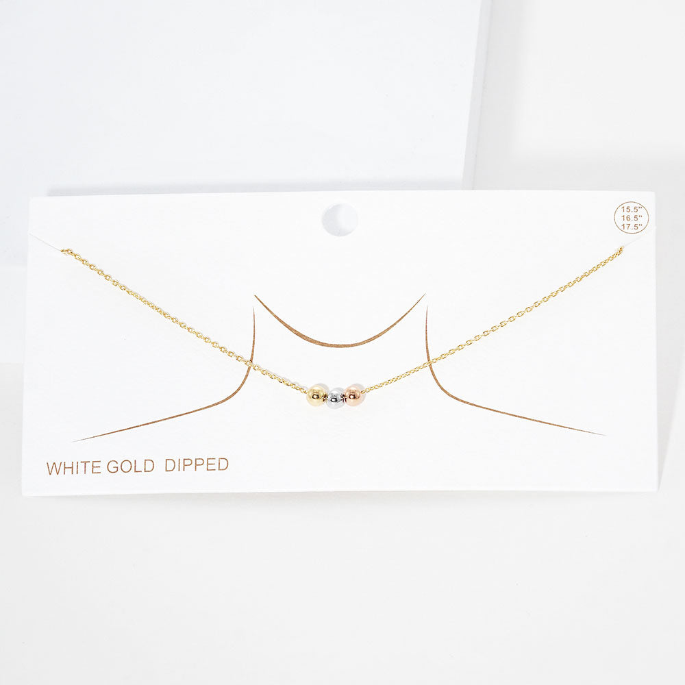 Madeline Love Gold Gold Dipped Tiny Triple Metal Ball Pendant Necklace - Necklaces