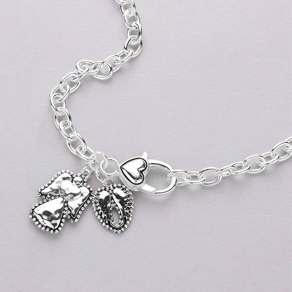 Madeline Love Antique Silver Antique Metal Angel Wing Pendant Necklace - Necklaces