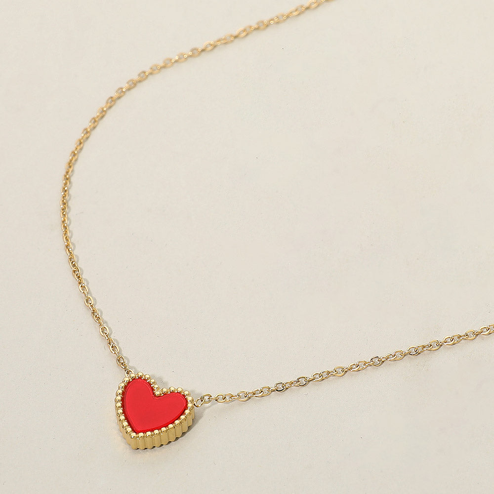 Madeline Love Black, Gold, Red Stainless Steel Double Face Heart Pendant Necklace - Jewelry