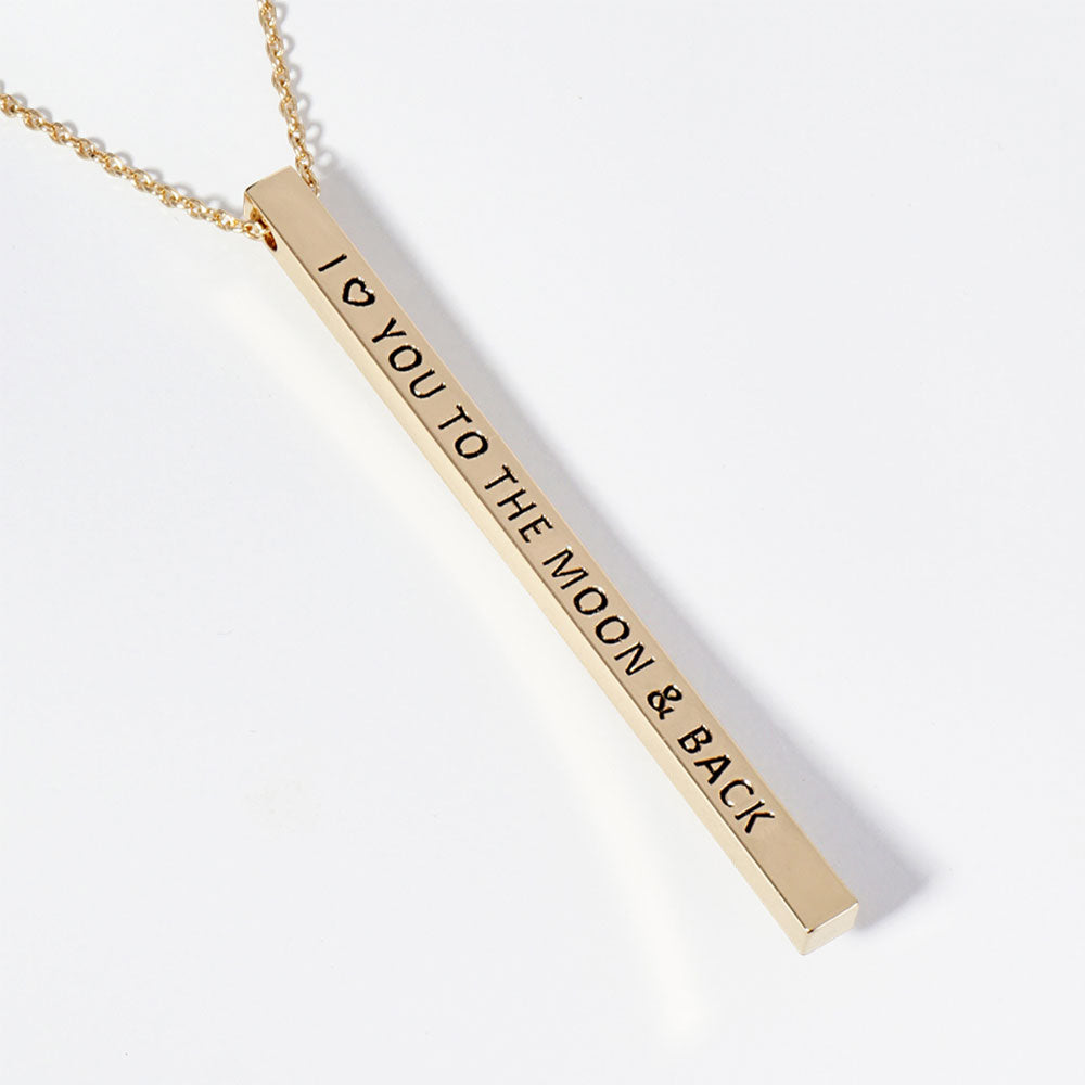 Madeline Love Gold I Love You To The Moon & Back Brass Metal Bar Pendant Necklace - Necklaces