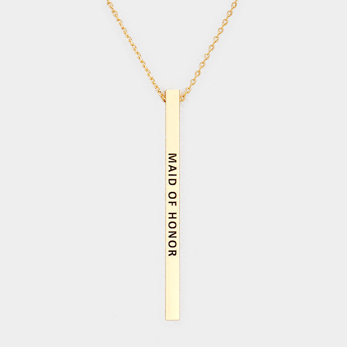 Madeline Love Gold Maid of Honor Metal Bar Pendant Necklace - Necklaces