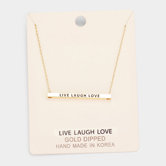 Madeline Love Gold 'Live Laugh Love' Horizontal Metal Bar Pendant Necklace - Necklaces