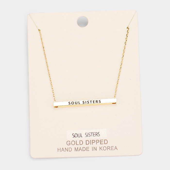 Madeline Love Gold 'Soul Sisters' Horizontal Metal Bar Pendant Necklace - Necklaces