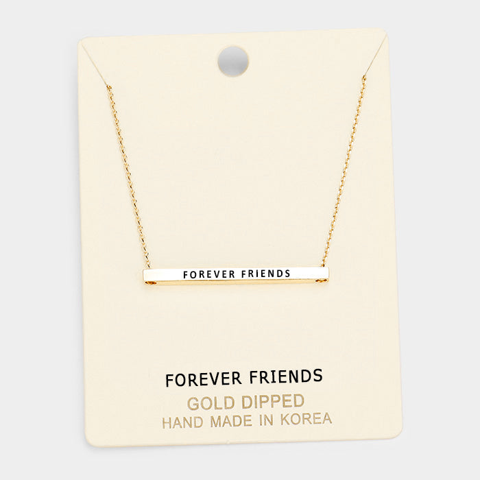 Madeline Love Gold 'Forever Friends' Horizontal Metal Bar Pendant Necklace - Necklaces