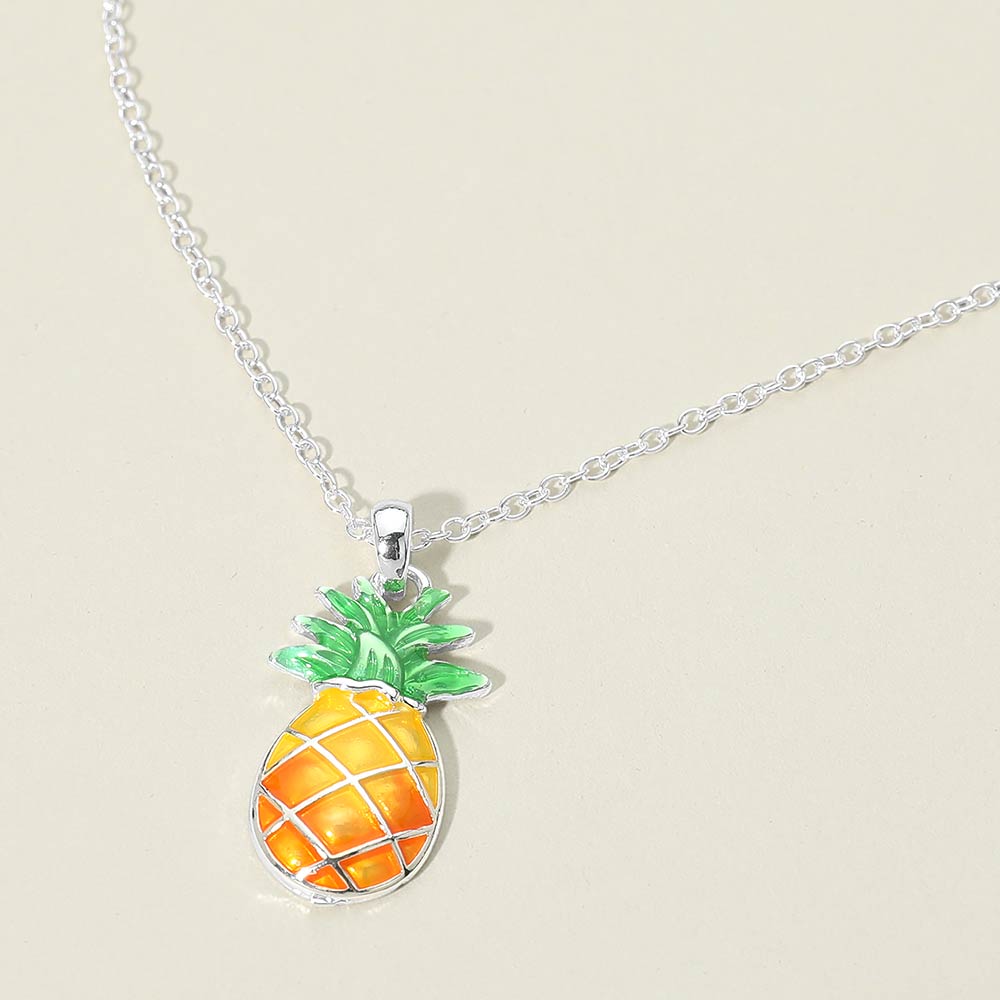 Madeline Love Multi, Silver Pineapple Pendant Necklace - Jewelry