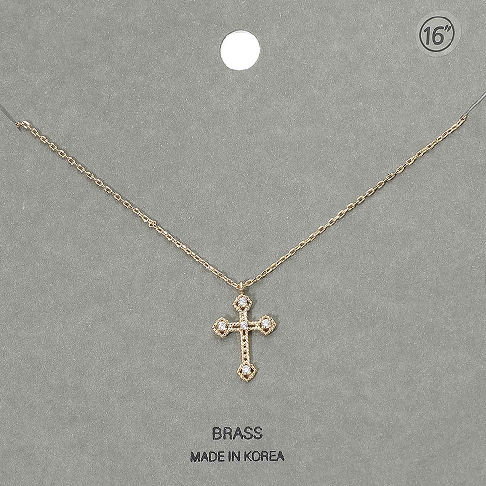Madeline Love Clear, Gold Rhinestone Accent Cross Pendant Necklace - Jewelry