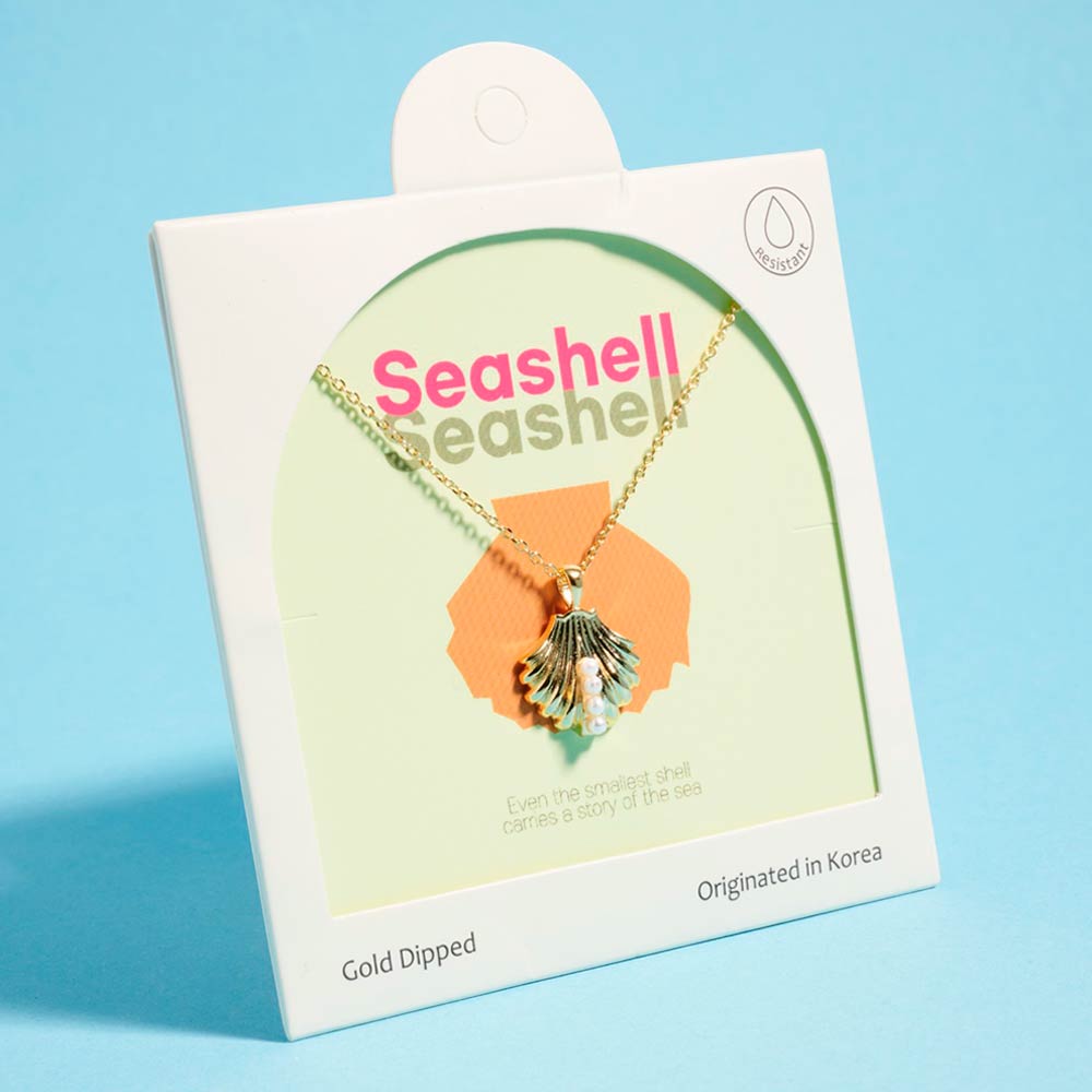 Madeline Love Gold Gold Dipped Pearl Accent Seashell Pendant Necklace - Jewelry