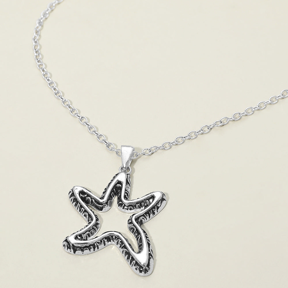 Madeline Love Antique Silver Antique Metal Open Starfish Pendant Necklace - Jewelry
