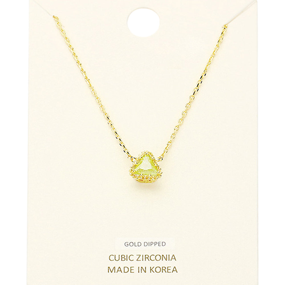 Madeline Love Gold, Yellow Gold Dipped Cubic Zirconia Triangle Pendant Necklace - Necklaces
