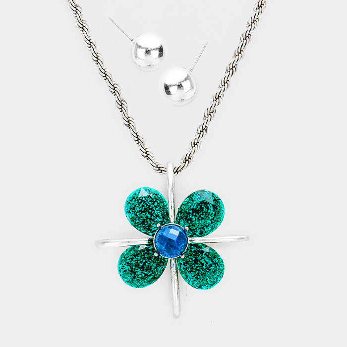 Madeline Love Emerald Flower Pendant Necklace - Necklaces