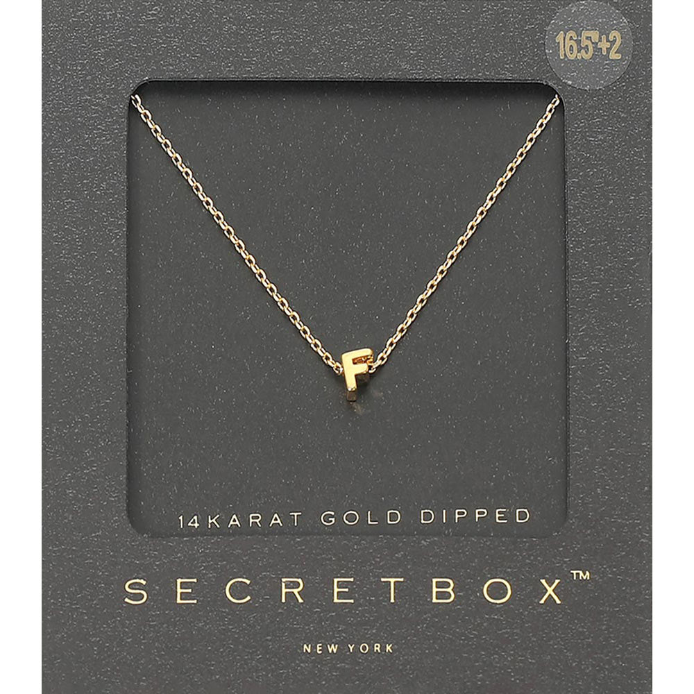 Madeline Love ~F~ -F- SECRET BOX_14K Gold Dipped Initial Monogram Pendant Necklace - Necklaces